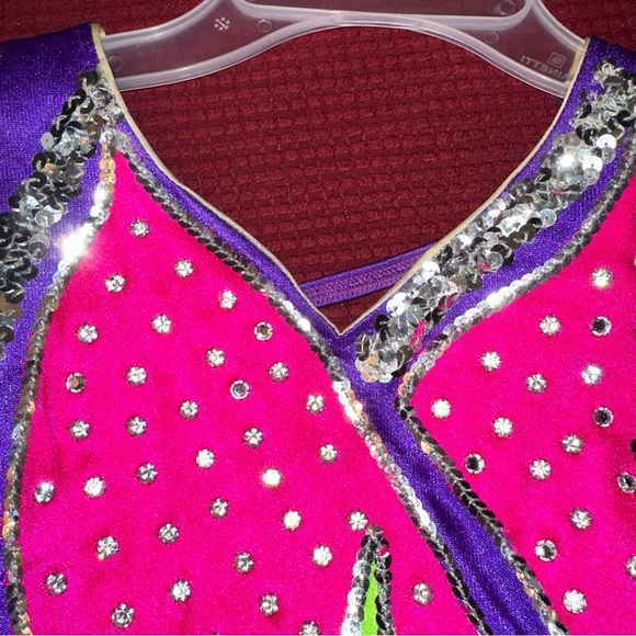 Purple/Pink/Lime Green Leotard Majorette/Rhythmic gymnastics/Ice Skating costume - Picture 6 of 11